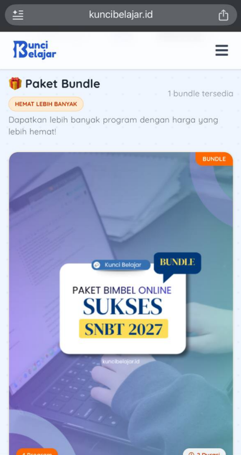 Halaman katalog paket bundle di ponsel